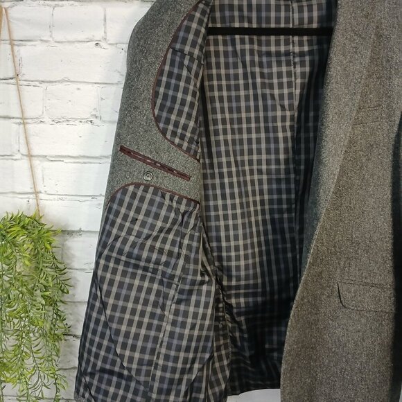 MENS JOS A BANK GRAY DRESS BLAZER, WOOL, SIZE 43R, TAILORED FIT, 43R - Picture 10 of 12